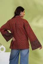 Rust Brown Printed Cotton Casual Shirt