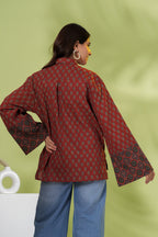 Rust Brown Printed Cotton Casual Shirt