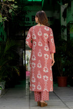 Blush Pink Ethnic Printed Kurta Pant Set with Dupatta