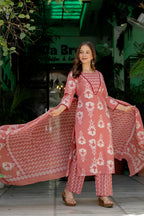 Blush Pink Ethnic Printed Kurta Pant Set with Dupatta