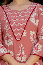 Blush Pink Ethnic Printed Kurta Pant Set with Dupatta