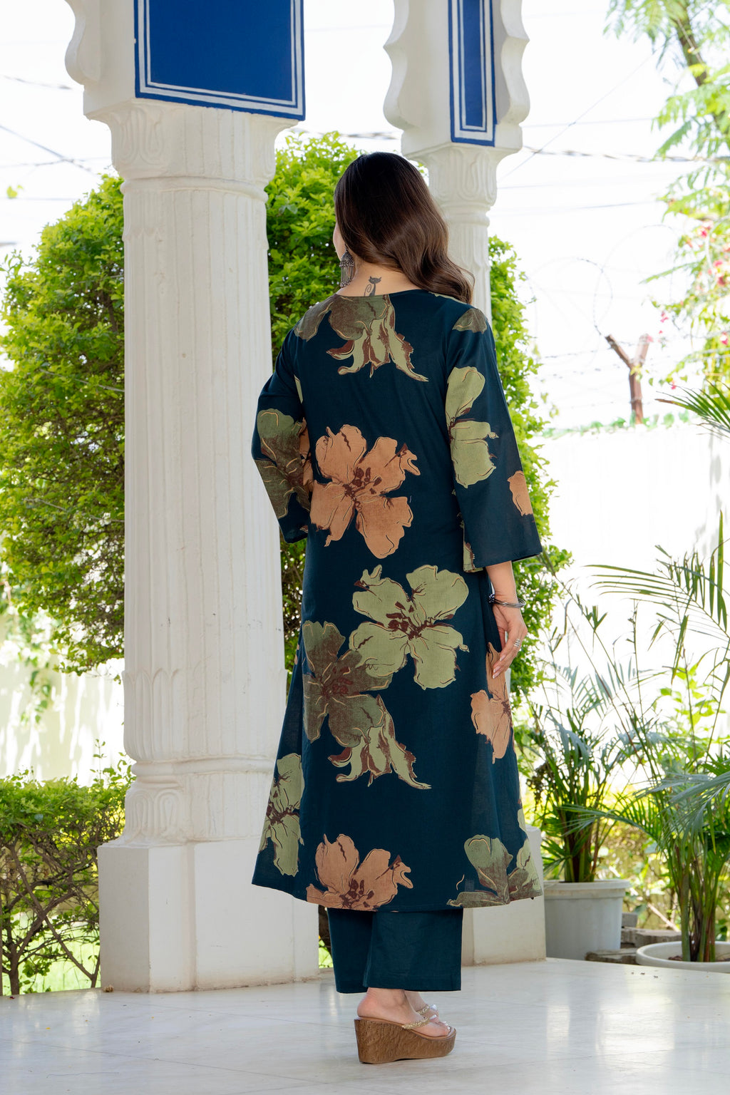 Midnight Bloom Floral Printed Kurta Set with Dupatta