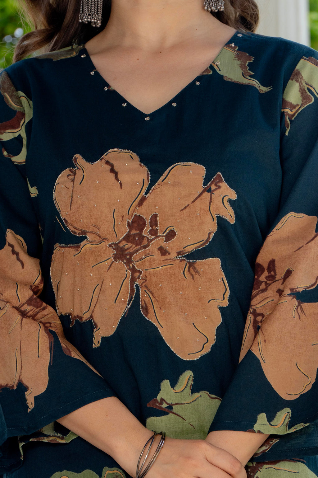 Midnight Bloom Floral Printed Kurta Set with Dupatta
