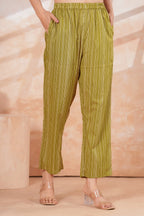 Olive Green Printed Kurta Pant Set | Straight Kurta