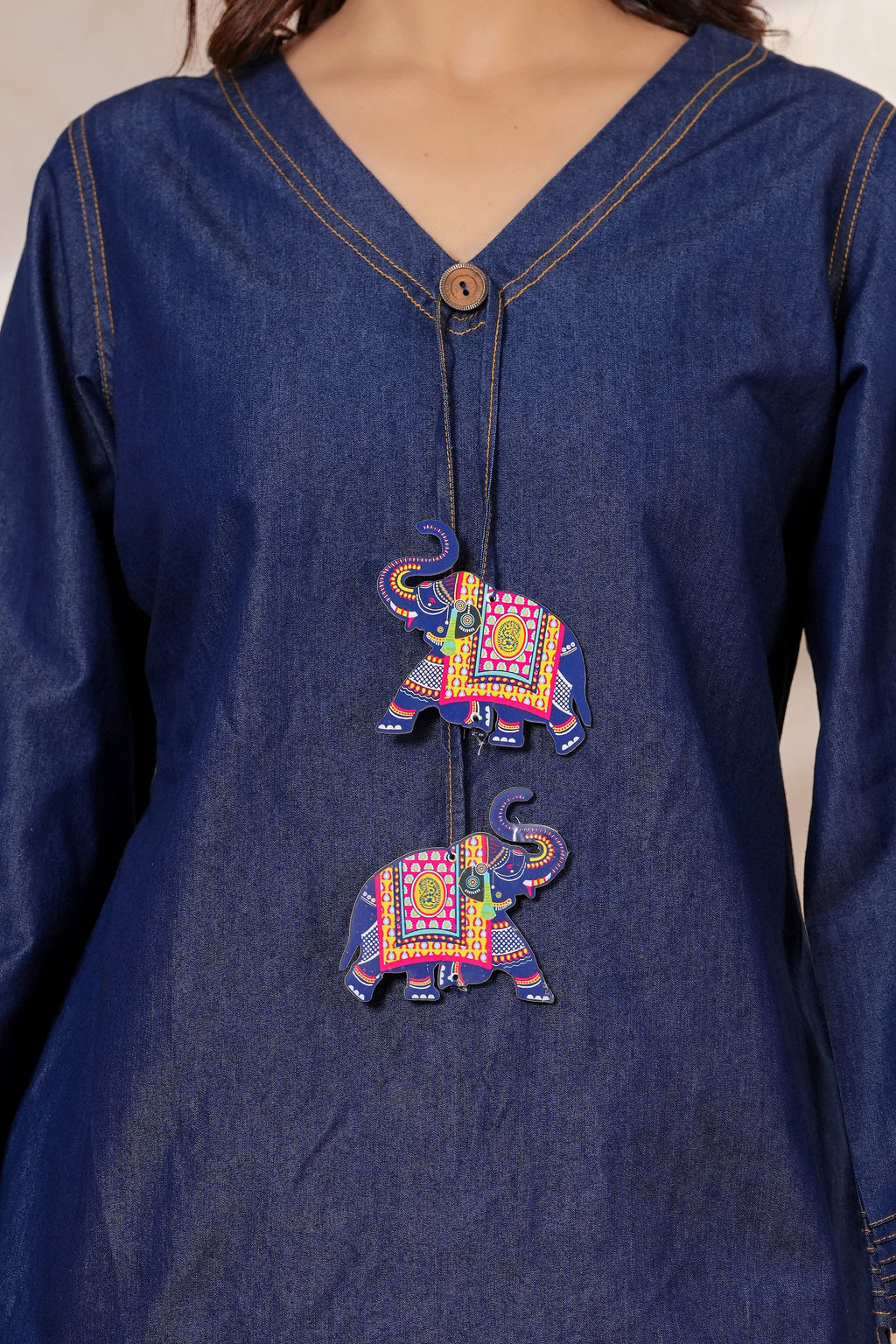 Denim Co-Ord Set | Blue Denim Kurti with Wide Leg Palazzo | Casual Ethnic Wear | Stylish 2-Piece Outfit