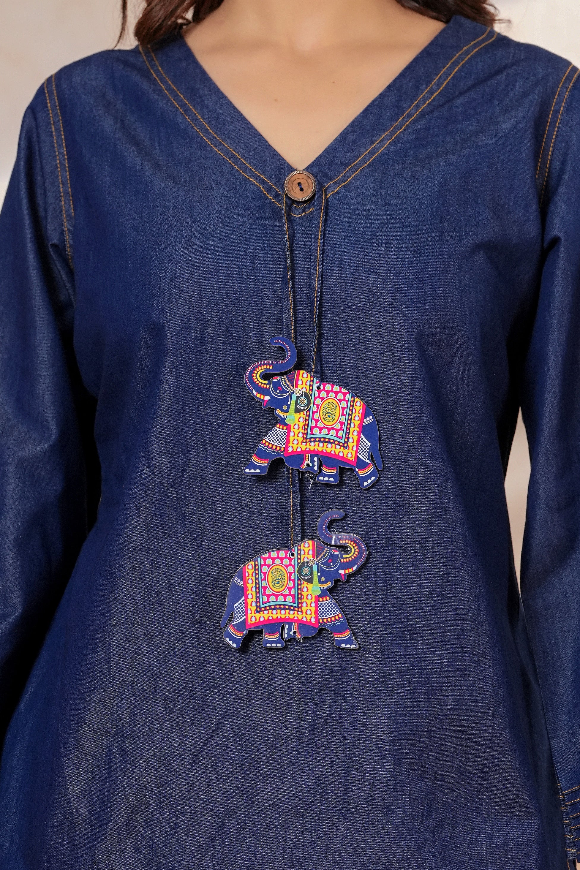Denim Co-Ord Set | Blue Denim Kurti with Wide Leg Palazzo | Casual Ethnic Wear | Stylish 2-Piece Outfit