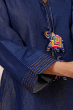 Denim Co-Ord Set | Blue Denim Kurti with Wide Leg Palazzo | Casual Ethnic Wear | Stylish 2-Piece Outfit