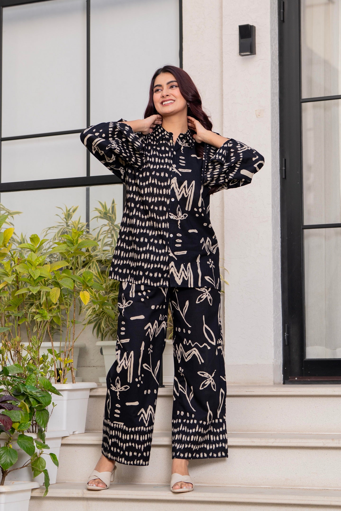 Full Sleeve Button Down Shirt with Palazzo Co-Ord Set