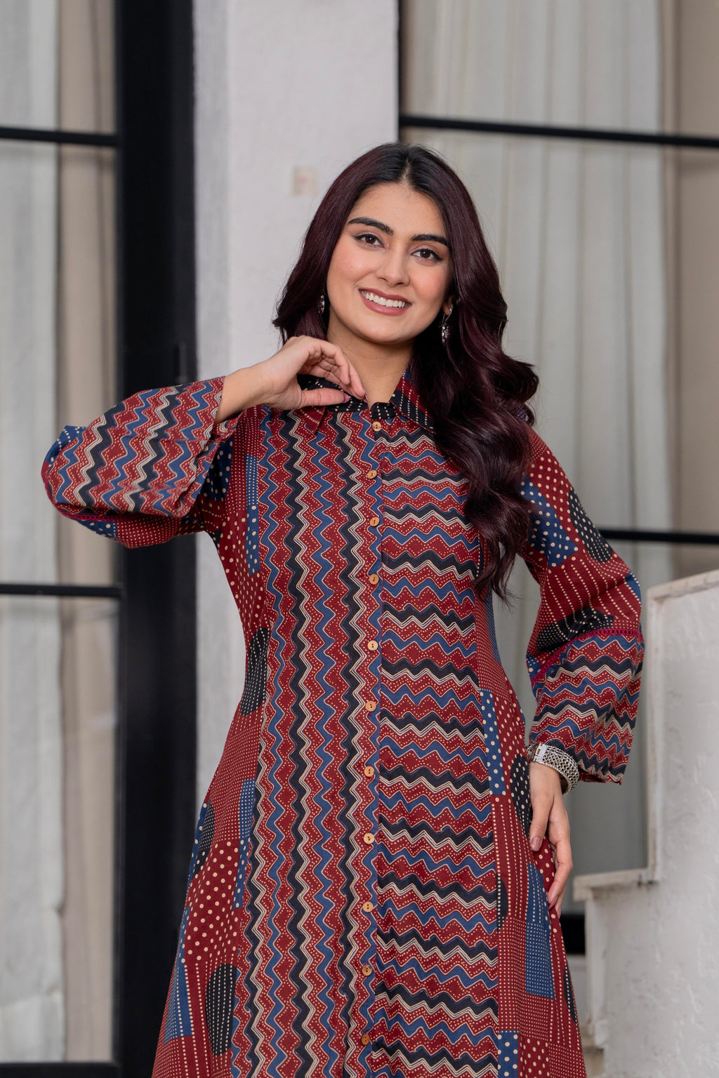 Geometric Print Longline Dress