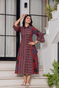 Women’s Green Geometric Print Pure Cotton Longline Dress