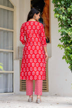 Women Ethnic Motifs Printed Regular Pure Cotton Kurta with Trousers & With Dupatta