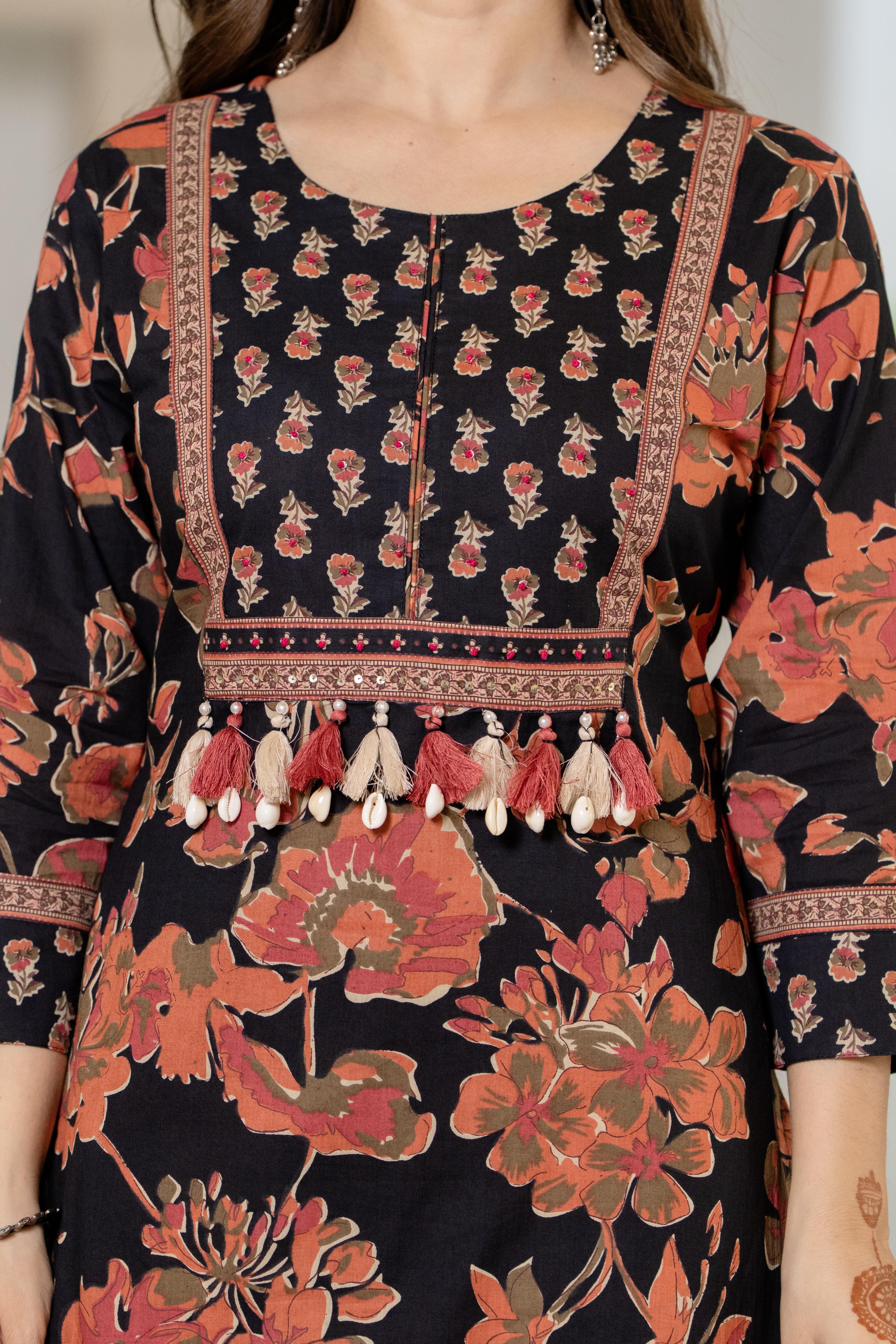 Women Pure Cotton Printed Kurta Sets With Dupatta