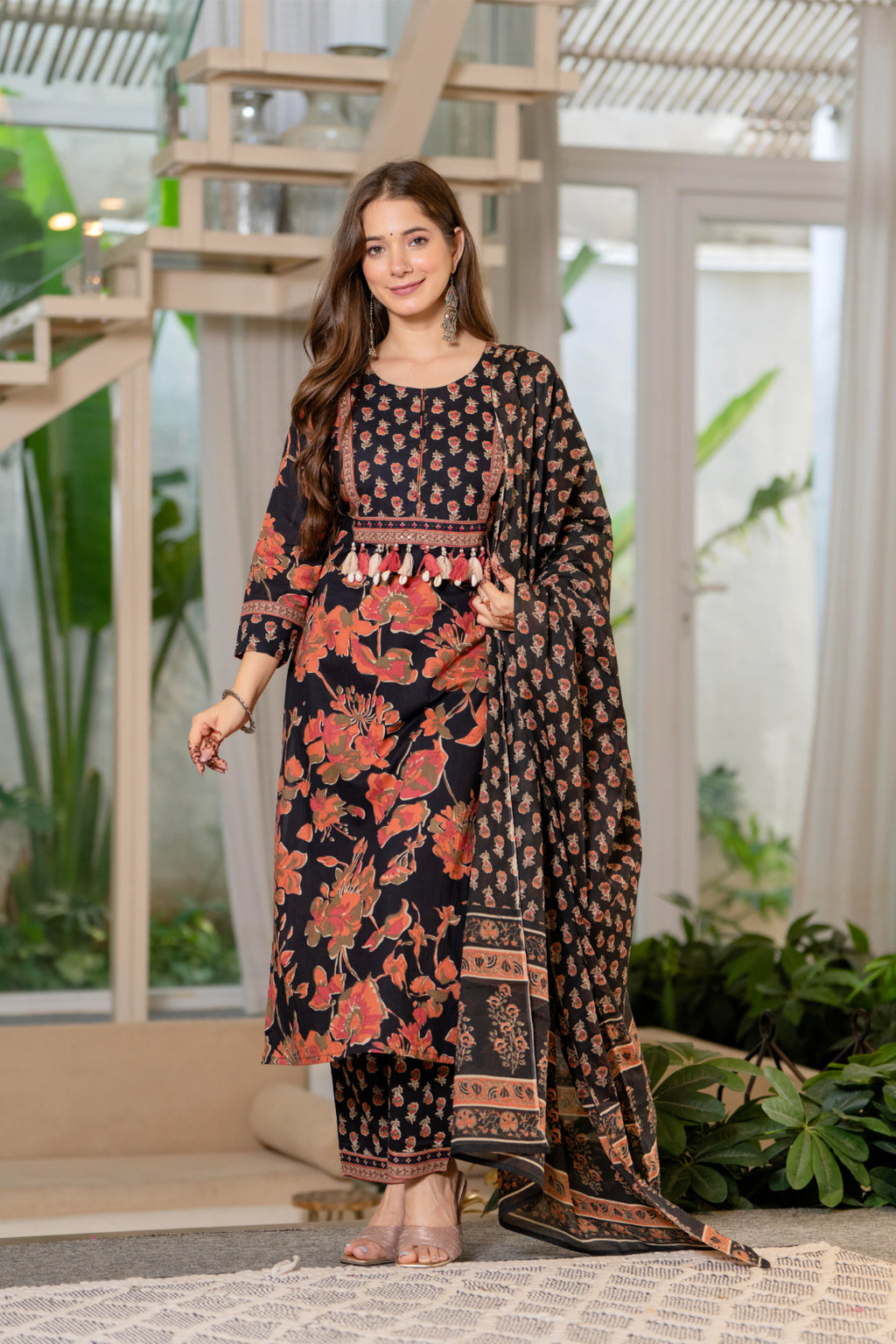 Women Pure Cotton Printed Kurta Sets With Dupatta