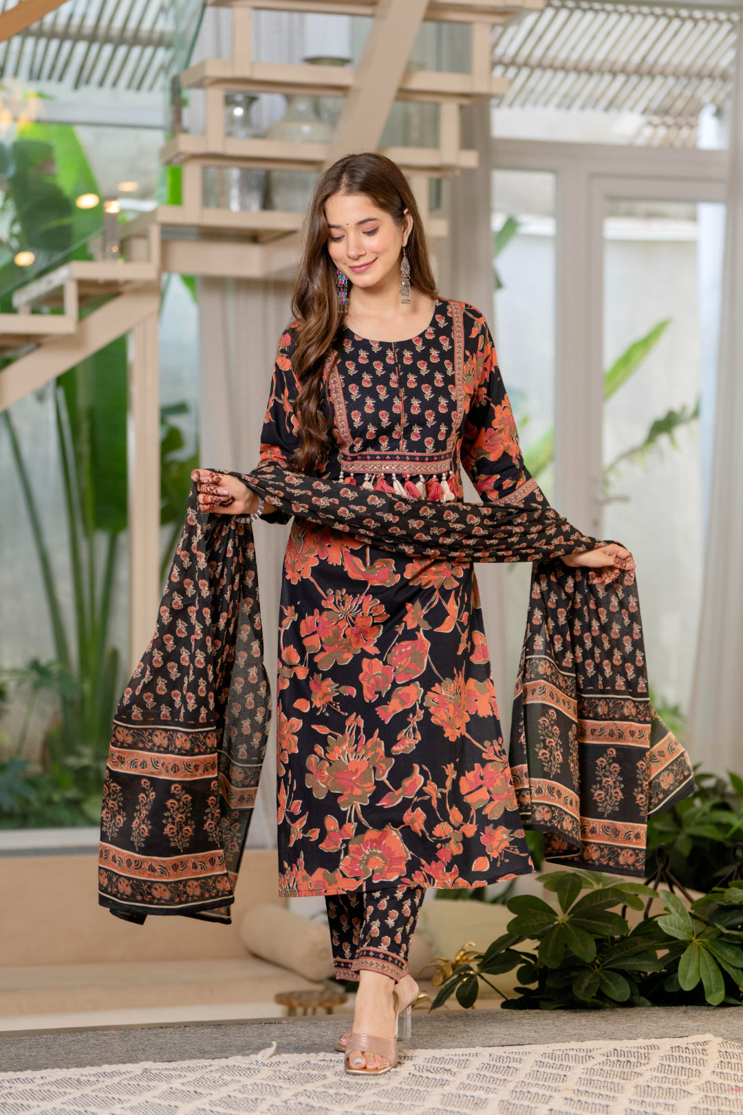 Women Pure Cotton Printed Kurta Sets With Dupatta