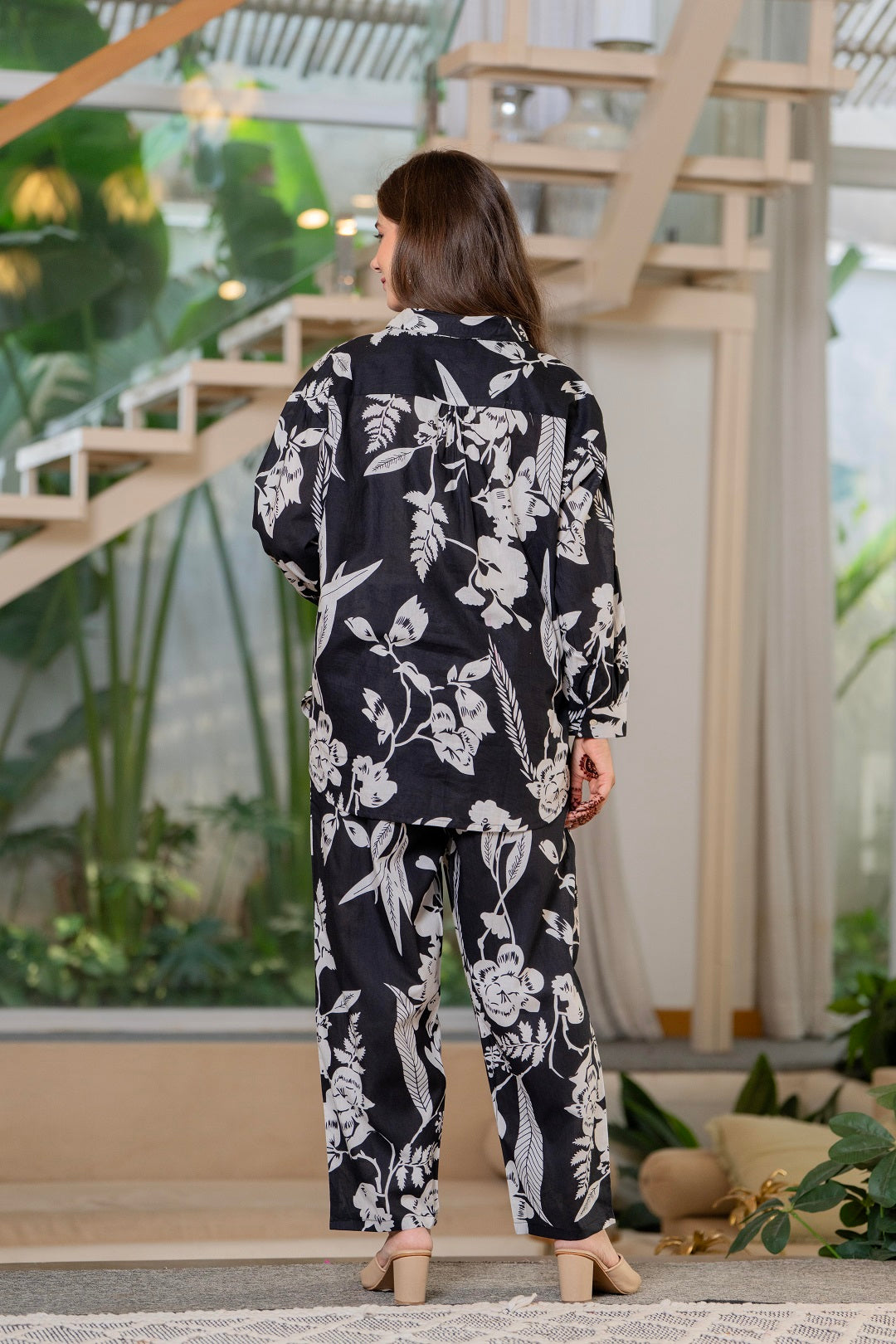 Women Black Printed Pure Cotton Co-ord Set