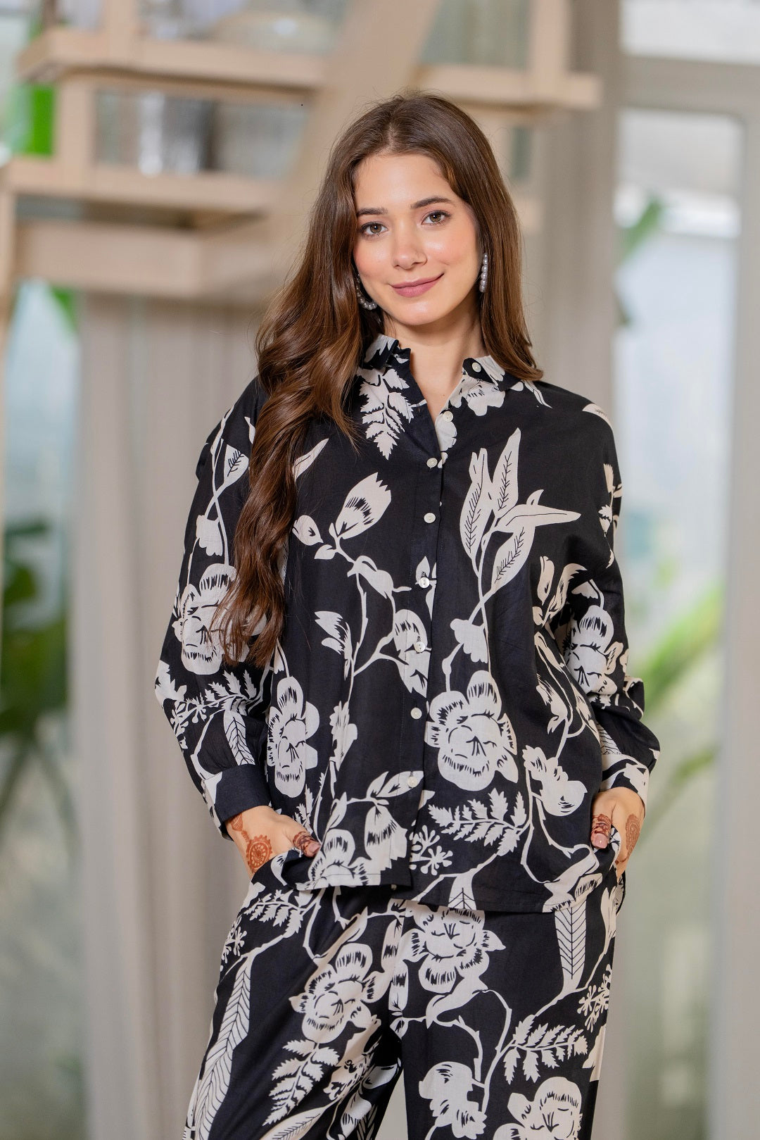 Women Black Printed Pure Cotton Co-ord Set