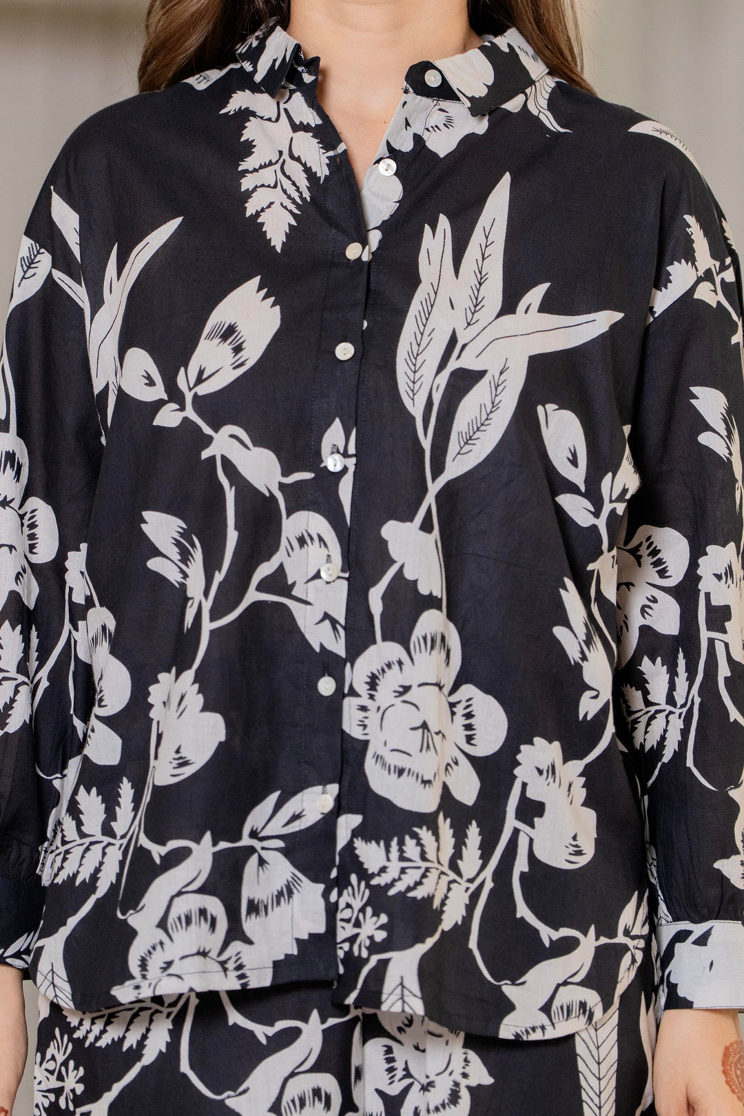 Women Black Printed Pure Cotton Co-ord Set