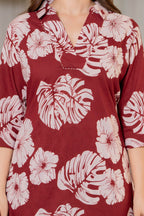 Women Maroon Pure Cotton Floral Printed Top With Trouser Co-Ord Set