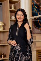Women Black Pure Cotton Printed Co-Ords
