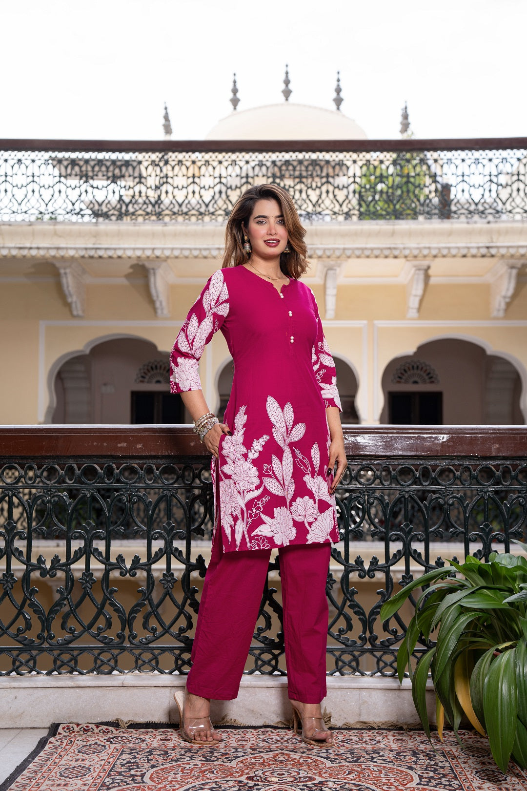 Printed Notch Neck Pure Cotton Tunic With Trouser