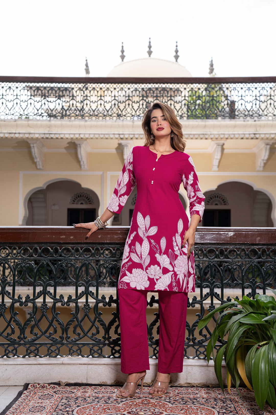 Printed Notch Neck Pure Cotton Tunic With Trouser