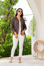 Women’s Black Floral Printed Classic Cotton Casual Shirt