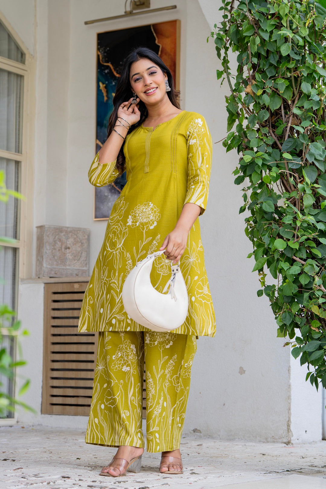 Green Floral Printed Cotton Co-Ord Set