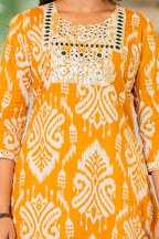 Ethnic Motifs Printed Regular Mirror Work Pure Cotton Kurta With Trouser