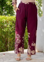 Women Ethnic Motifs Printed Regular Thread Work Pure Cotton Kurta with Trousers