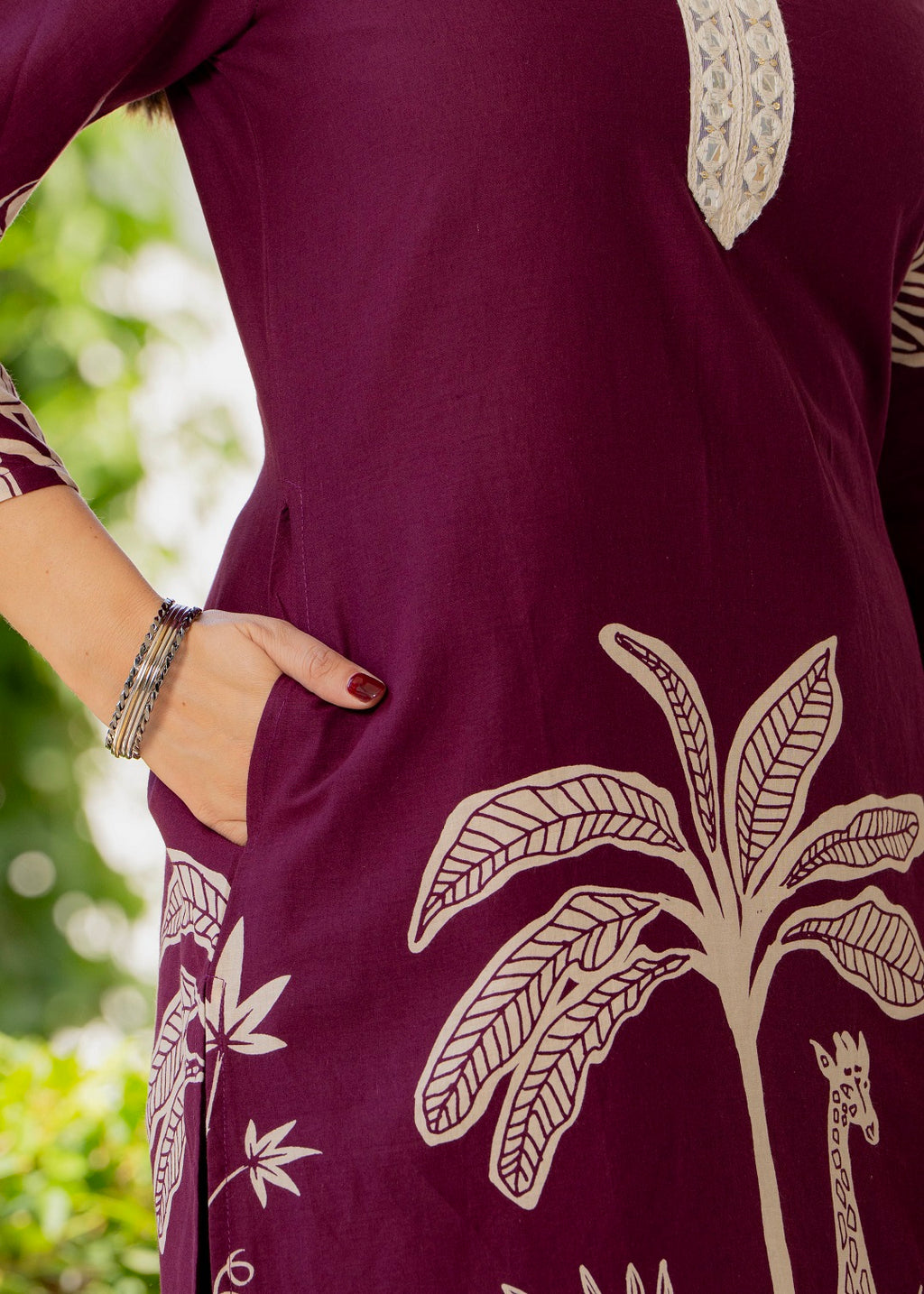 Women Ethnic Motifs Printed Regular Thread Work Pure Cotton Kurta with Trousers