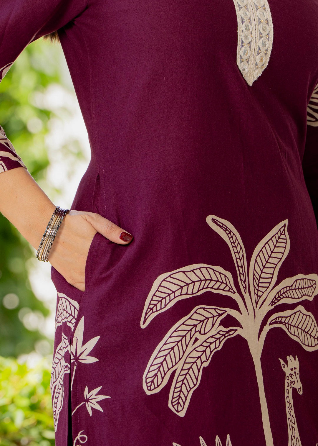 Women Ethnic Motifs Printed Regular Thread Work Pure Cotton Kurta with Trousers