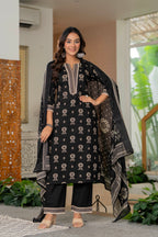 Women Printed Regular Pure Cotton Kurta with Trousers & Dupatta