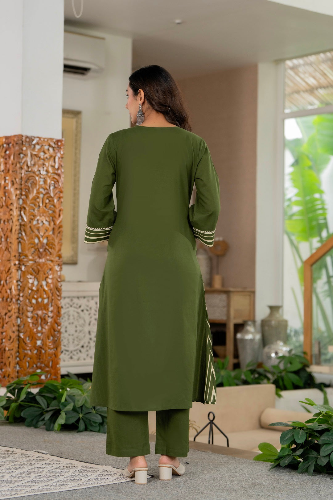 Women Striped Printed Pure Cotton Kurta with Trousers & With Dupatta