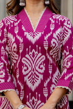 Magenta Ethnic Printed Kurta Set with Dupatta
