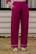 Magenta Ethnic Printed Kurta Set with Dupatta