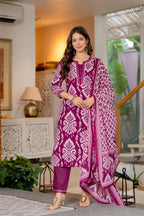 Premium Pink Traditional Cotton Suit Set