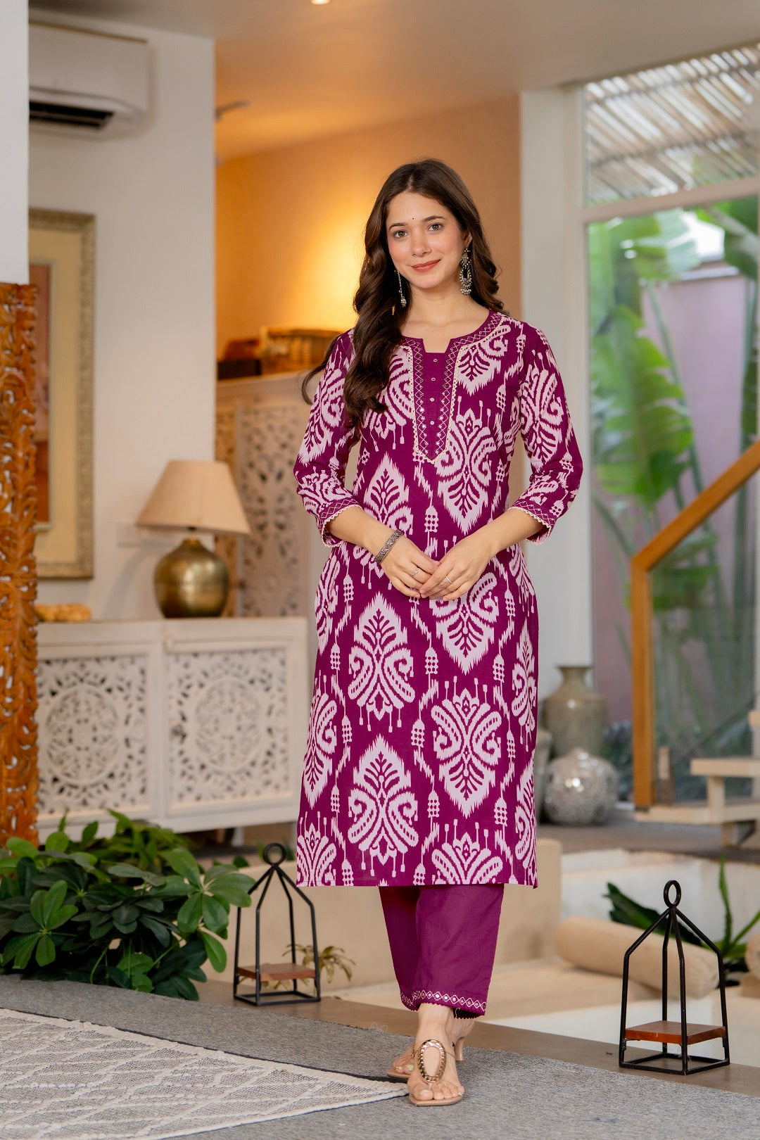 Premium Pink Traditional Cotton Suit Set