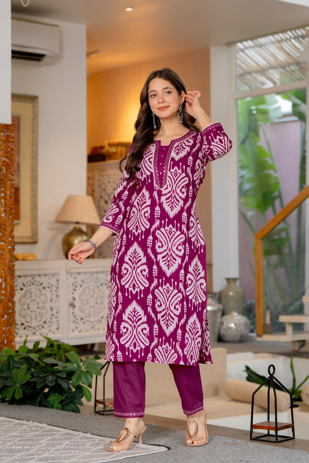 Premium Pink Traditional Cotton Suit Set
