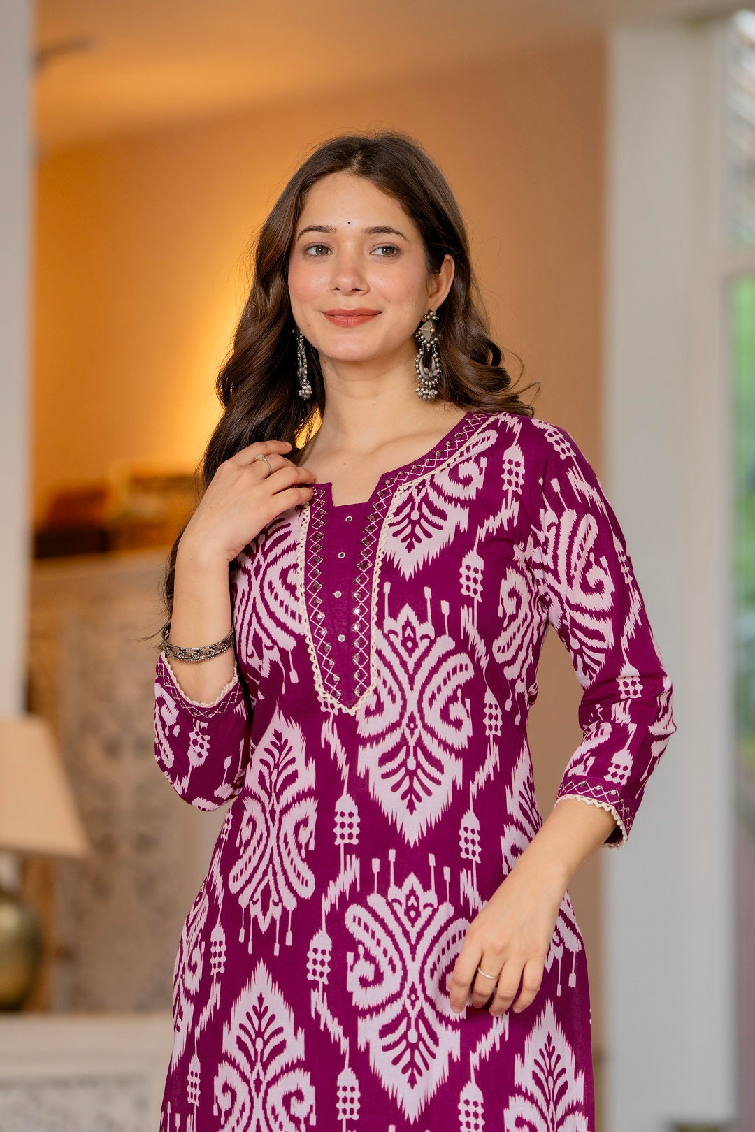 Premium Pink Traditional Cotton Suit Set