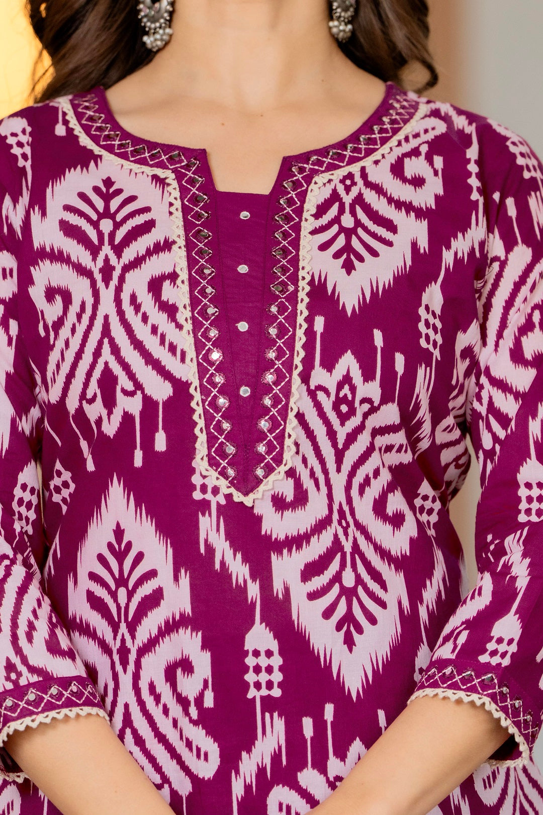 Premium Pink Traditional Cotton Suit Set