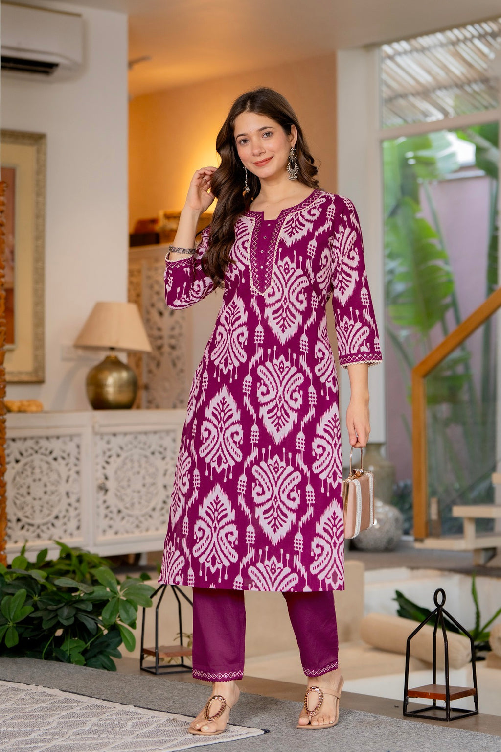 Premium Pink Traditional Cotton Suit Set