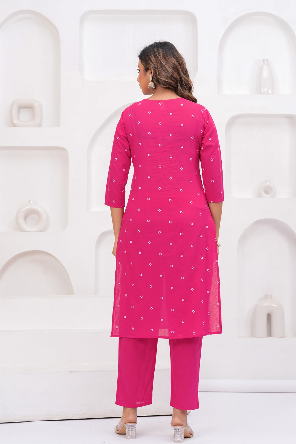 Ethnic Pink Printed Kurta with Trousers With Dupatta