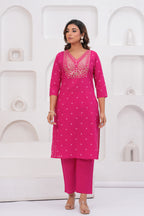 Ethnic Pink Printed Kurta with Trousers With Dupatta
