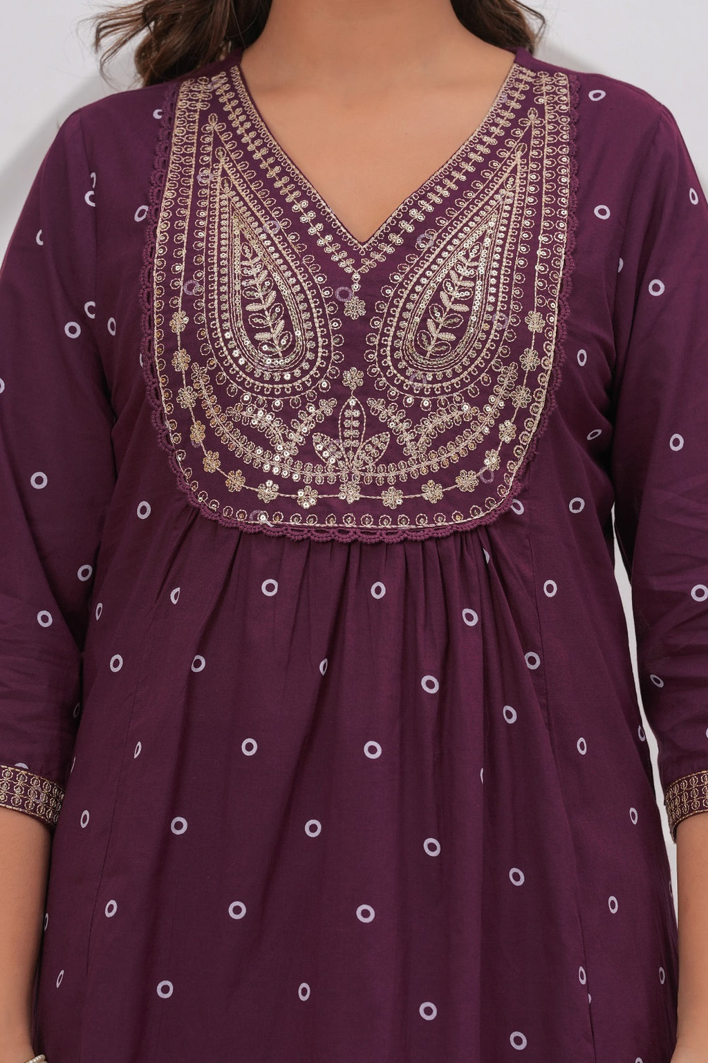 Purple Printed Kurta with Trousers With Dupatta