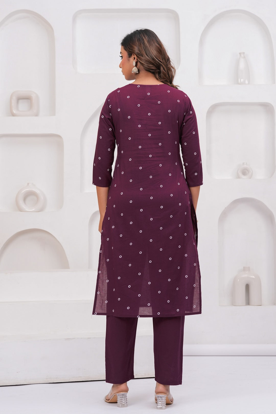 Purple Printed Kurta with Trousers With Dupatta