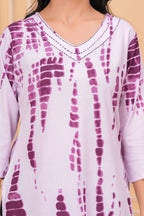 Women’s Purple Tie-Dye Printed Cotton Straight Kurti Top