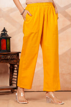 Mustard Yellow Kurta Pant Set with Printed Dupatta
