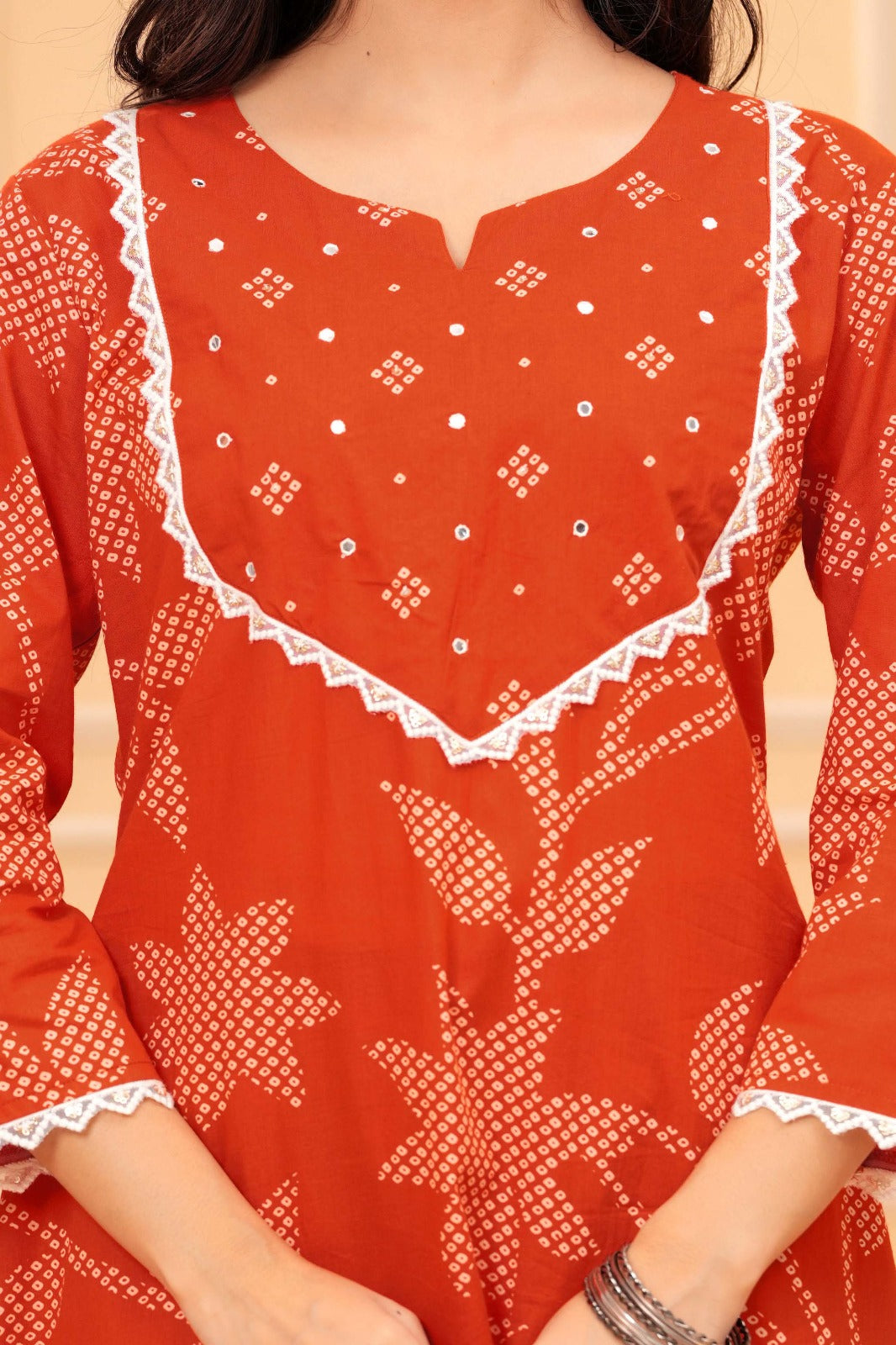 Orange Printed Ethnic Kurta Pant & Dupatta Set with Traditional Floral Print