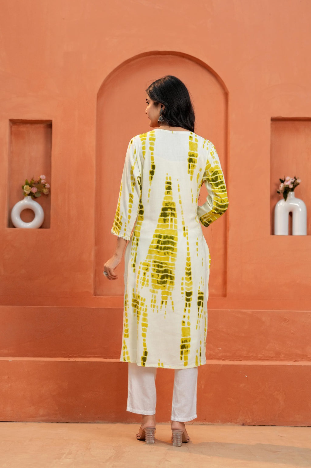 White & Yellow Printed Straight Kurta with Pant | Stylish Ethnic Wear Set