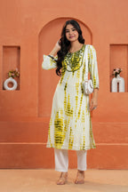 Yellow Printed Straight Kurti with 3/4 Sleeves | Ethnic Casual Wear